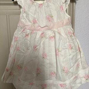 Baby girls Janie and Jack white and pink floral dress size 3-6 months
